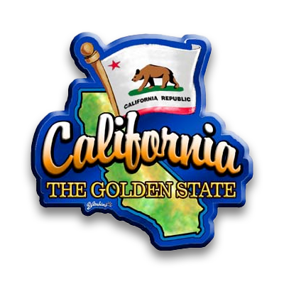 カリフォルニア州 マグネット 2D  [地図と旗] / California Magnet 2D Map & Flag
