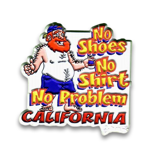 カリフォルニア州 マグネット 2D  [ノーシューズ ノーシャツ] / California Magnet PVC 2D No Shoes No Shirt