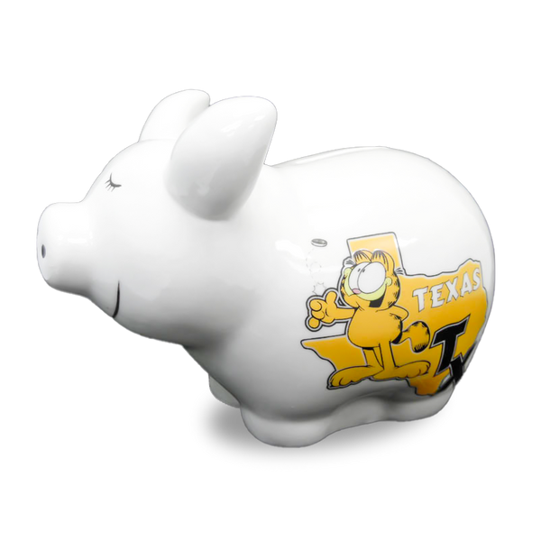 テキサス州 ガーフィールド＆州型 セラミック ピギーバンク ブタの貯金箱 / Texas State Outline Garfield Piggy Bank