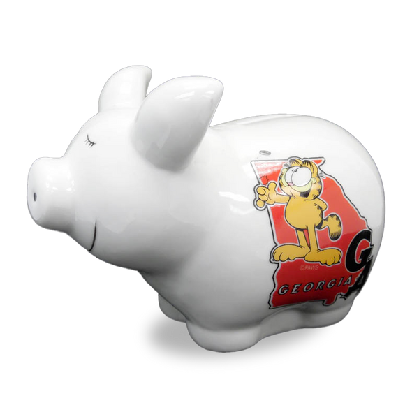 ジョージア州 ガーフィールド＆州型 セラミック ピギーバンク ブタの貯金箱 / Georgia State Outline Garfield Piggy Bank