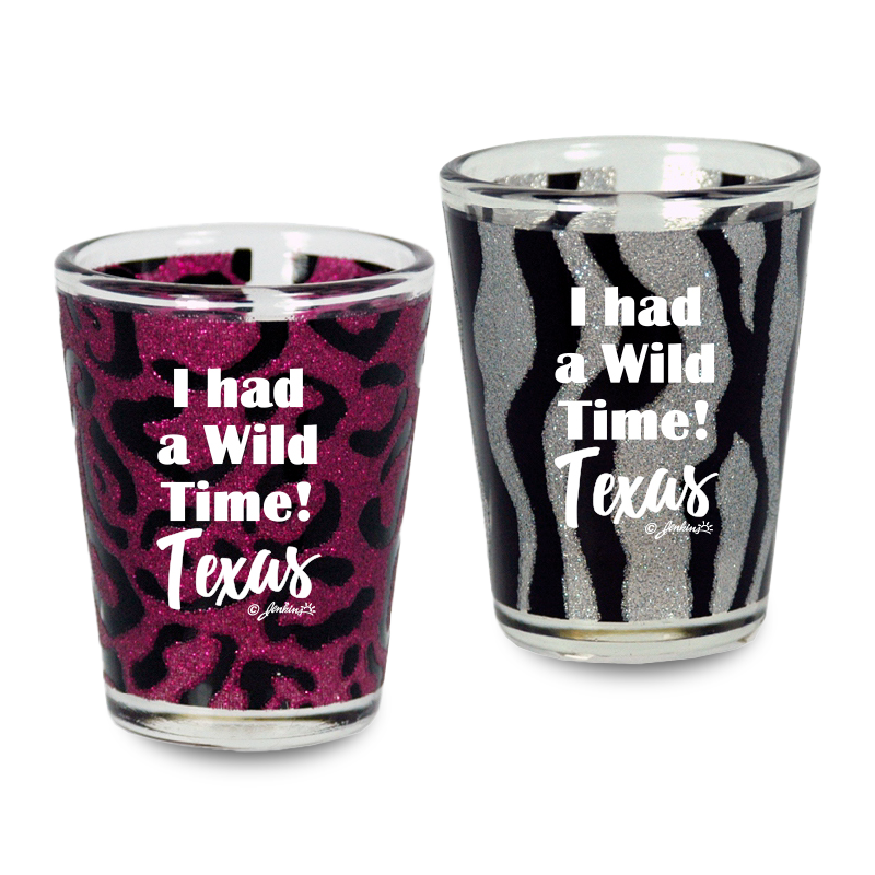 テキサス州 ショットグラス（1.5oz）[ワイルドアニマルグリッター] / Texas Shot Glass Wild Animal Print Glitter(1.5oz)