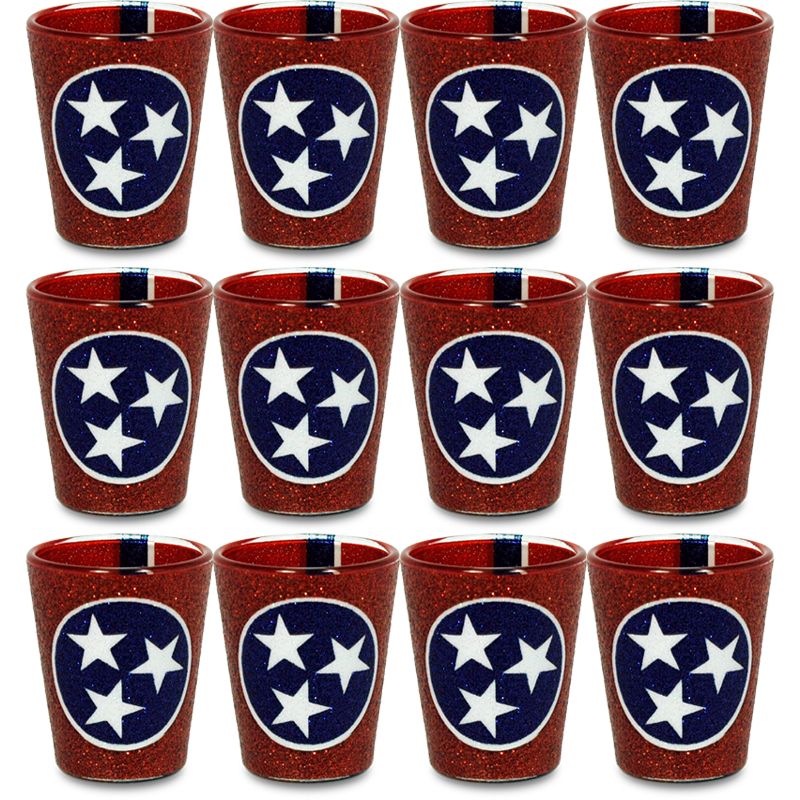 テネシー州 ショットグラス グリッター（1.5oz）[州旗] / Tennessee Shot Glass Glitter State Flag (1.5oz)