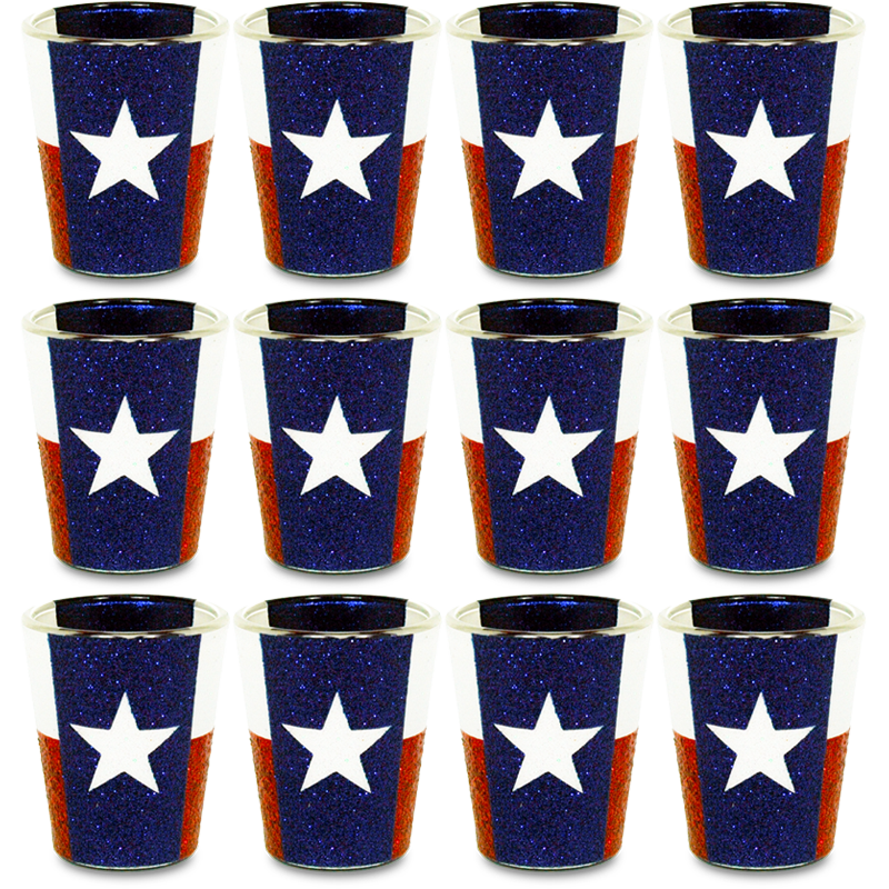 テキサス州 ショットグラス グリッター（1.5oz）[州旗] / Texas Shot Glass Glitter State Flag (1.5oz)