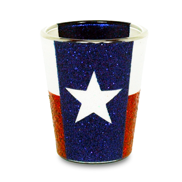 Texas Shot Glass Glitter State Flag (1.5oz)