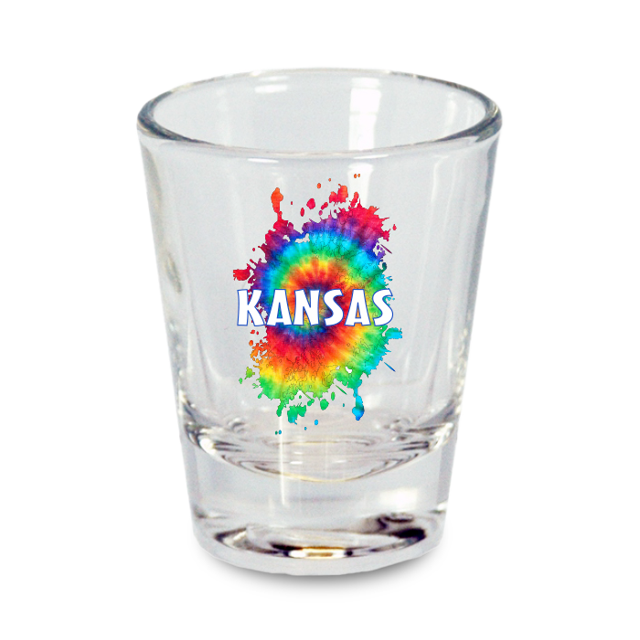 Kansas Shot Glass Tie Dye  (1.5oz)