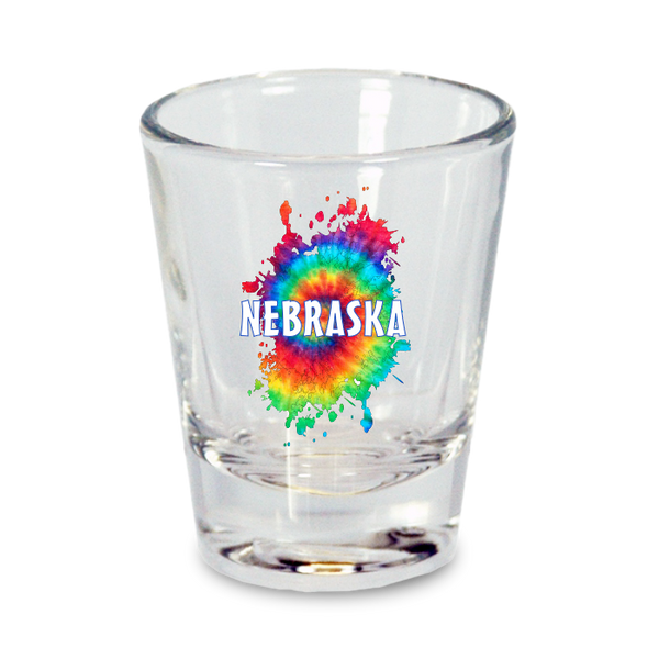 Nebraska Shot Glass Tie Dye  (1.5oz)