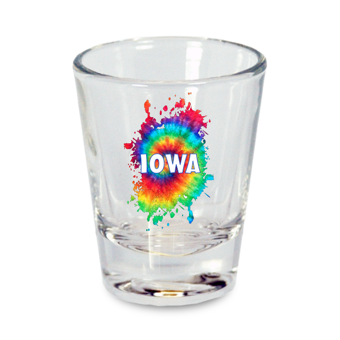 Iowa Shot Glass Tie Dye  (1.5oz)