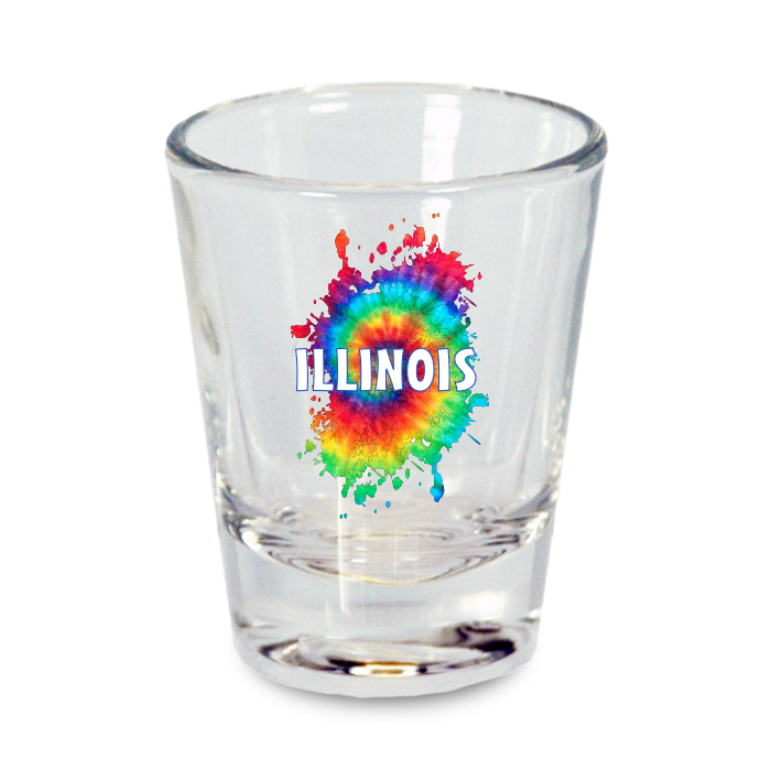 Illinois Shot Glass Tie Dye  (1.5oz)