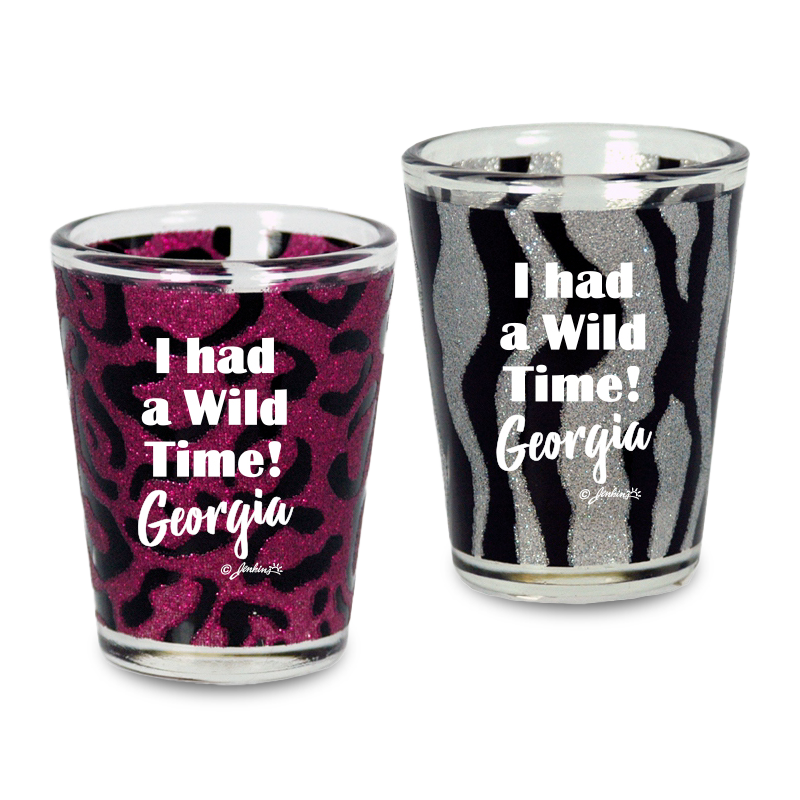 Georgia Shot Glass Wild Animal Print Glitter(1.5oz)