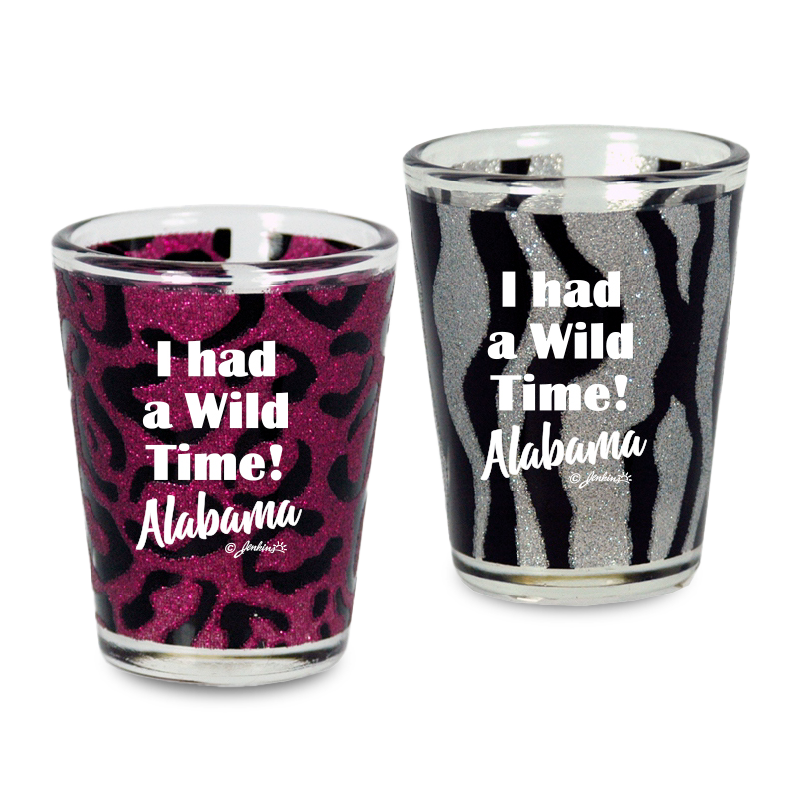 Alabama Shot Glass Wild Animal Print Glitter(1.5oz)