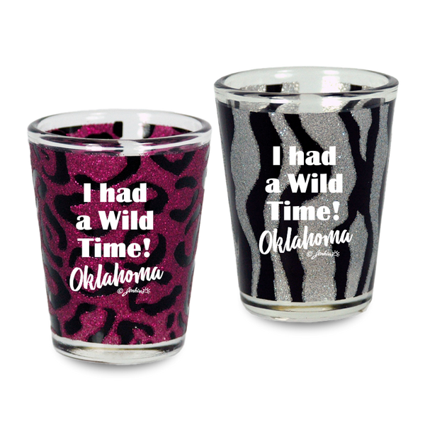 オクラホマ州 ショットグラス（1.5oz）[ワイルドアニマルグリッター] / Oklahoma Shot Glass Wild Animal Print Glitter(1.5oz)