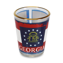 ジョージア州 ショットグラス（1.5oz）[金縁州旗] / Georgia Shot Glass Gold Rim State Flag (1.5oz)