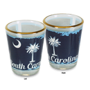 サウスカロライナ州 ショットグラス（1.5oz）[金縁州旗] / South Carolina Shot Glass Gold Rim State Flag (1.5oz)