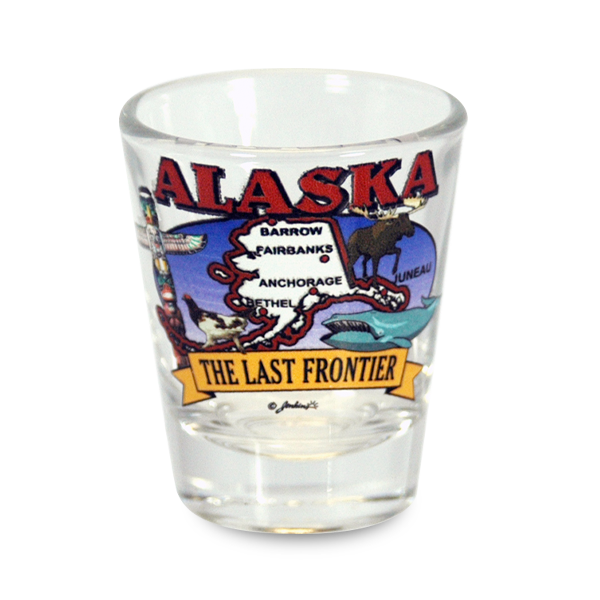 アラスカ州 ショットグラス（1.5oz）[州の地図] / Alaska Shot Glass State Map  (1.5oz)