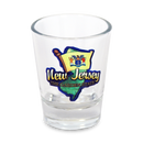 ニュージャージー州 ショットグラス（1.5oz）[地図＆旗] / New Jersey Shot Glass Frosted Map & Flag  (1.5oz)