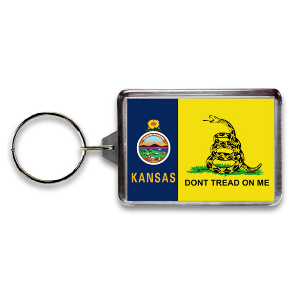 カンザス州 キーホルダー [ガズデンフラッグ] / Kansas Keychain Lucite Gadsden Flag