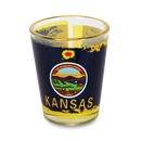 Kansas Shot Glass Gold Rim State Flag (1.5oz)