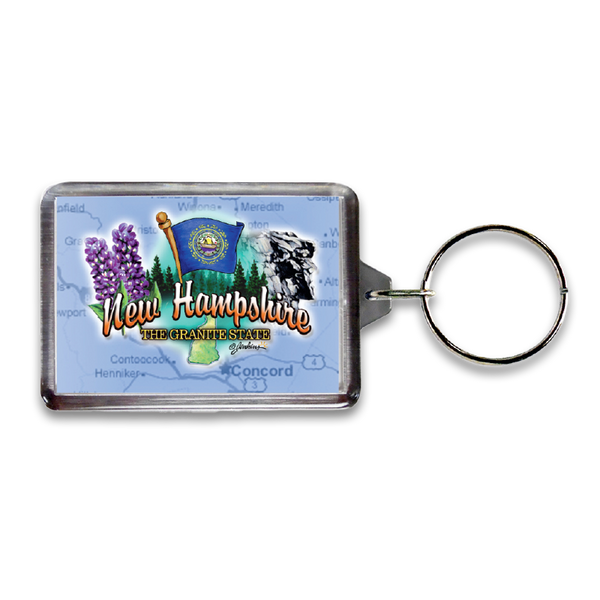 New Hampshire Keychain Lucite Elements