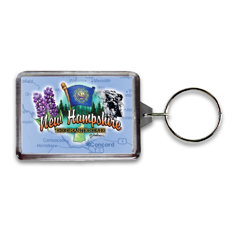 New Hampshire Keychain Lucite Elements