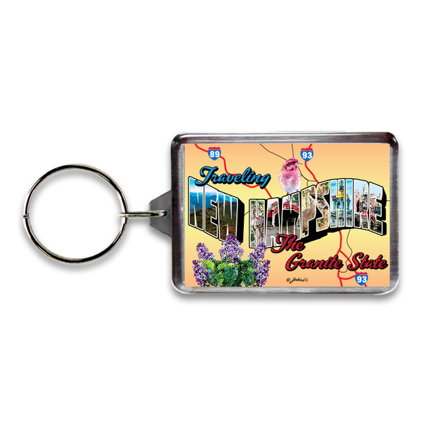 New Hampshire Keychain Lucite Postcard