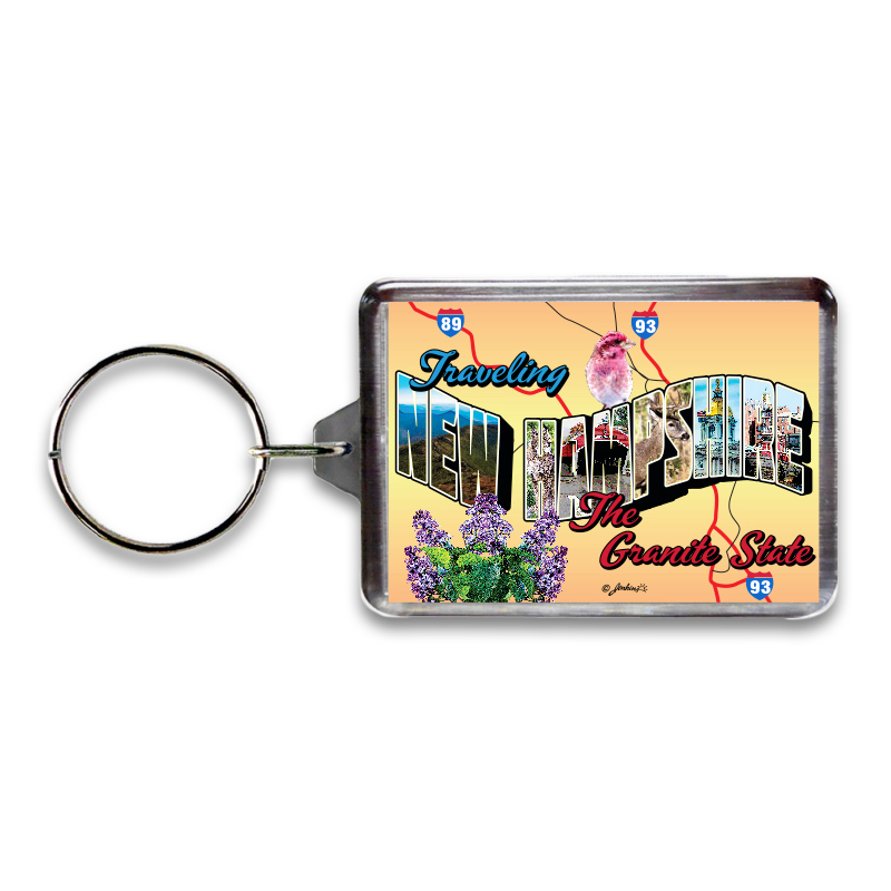 New Hampshire Keychain Lucite Postcard