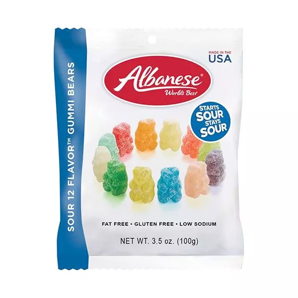 Albanese 12 Flavor Sour Gummi Bears (3.5oz x 12 bags)