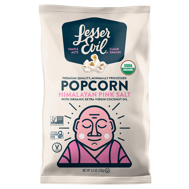 LesserEvil Organic Popcorn, Himalayan Pink Salt 4.6oz