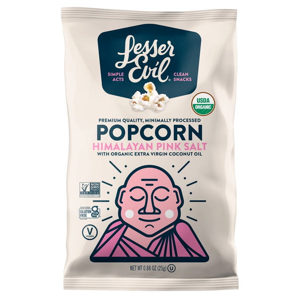 LesserEvil Organic Popcorn, Himalayan Pink Salt 0.88oz
