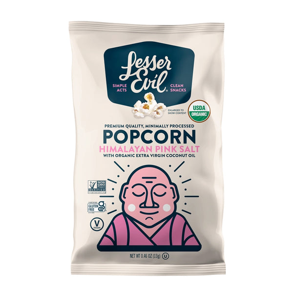 LesserEvil Organic Popcorn, Himalayan Pink Salt 0.46oz