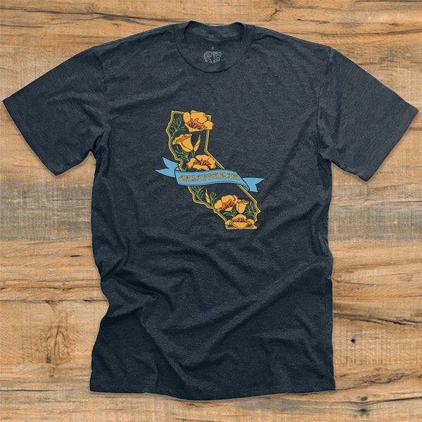 CA State with Poppies Tee
