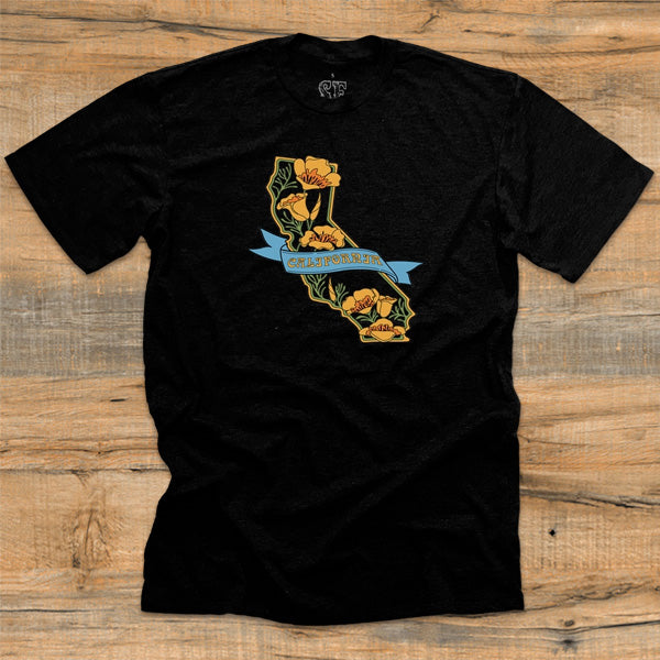 CA State with Poppies Tee