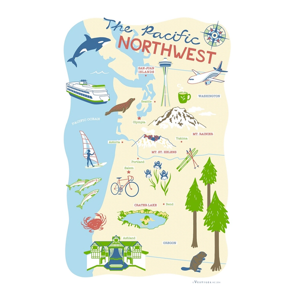 パシフィック ノースウェスト ティータオル / Pacific Northwest Region Tea Towel