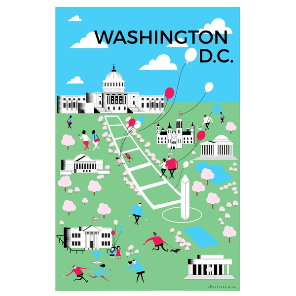 Washington D.C. Aerial View Tea Towel