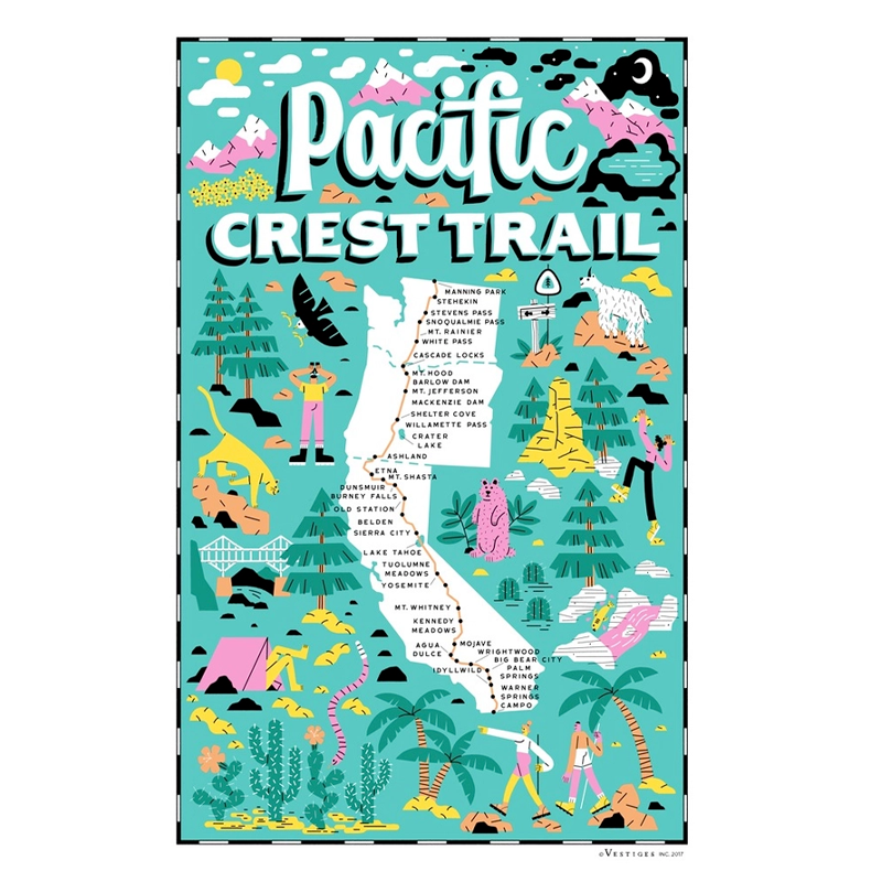 Pacific Crest Trail Region Tea Towel