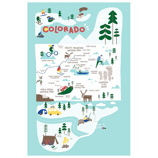 Colorado State Icons Tea Towel