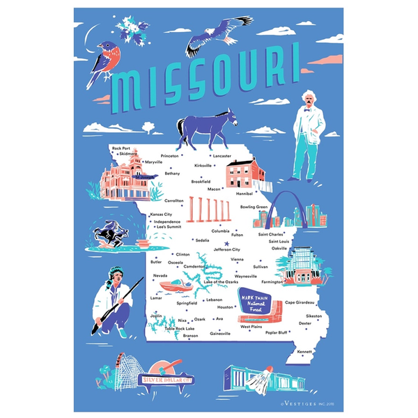 ミズーリ州のアイコン ティータオル / Missouri State Icons Tea Towel