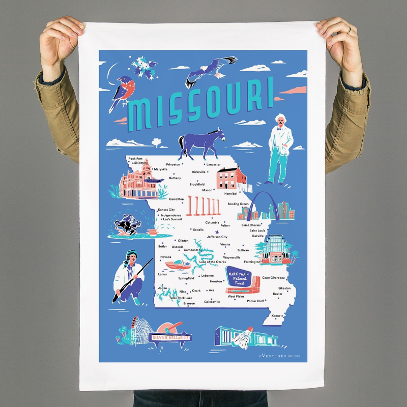 Missouri State Icons Tea Towel