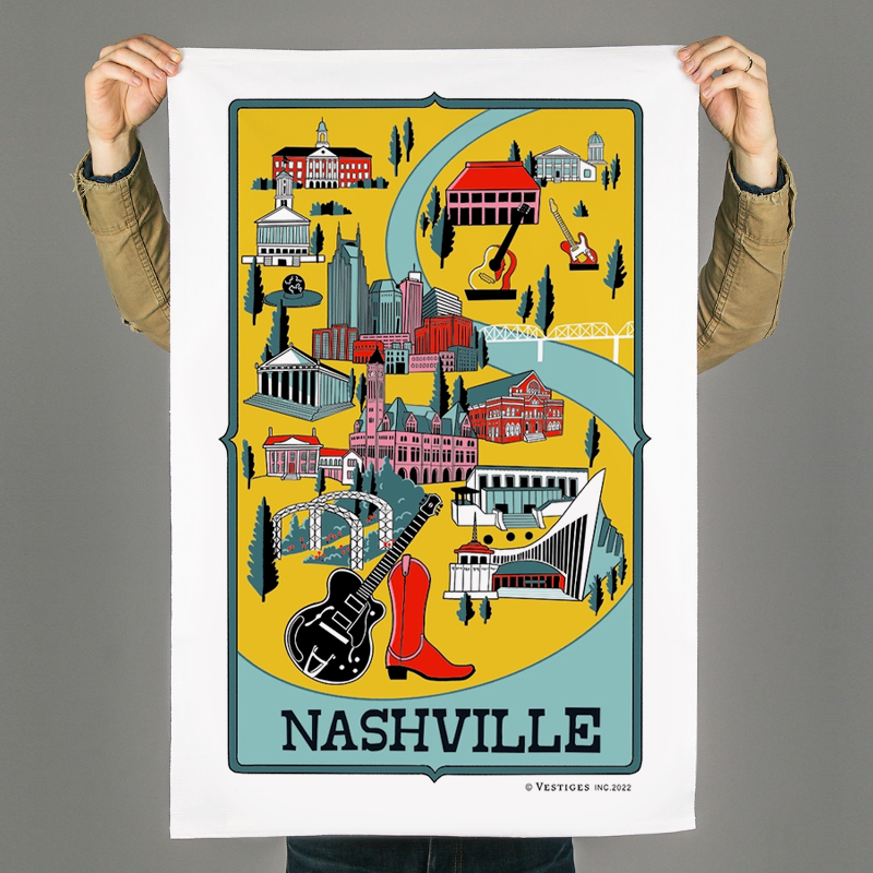 Nashville City Collage Tea Towel