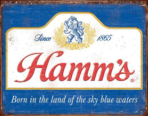 Tin Sign: Hamm's - Sky Blue Waters