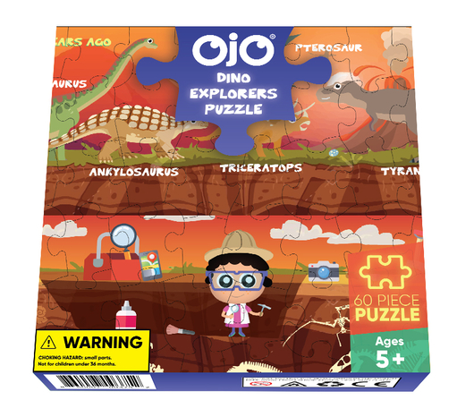 Ojo Dino Explorers Educational Science Puzzle for Kids Ages 5, 6, 7, 8