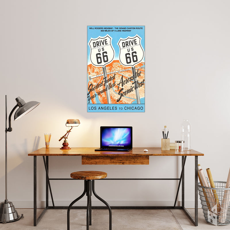 Drive US 66 Signs, Route 66 Art Print