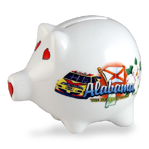 アラバマ州 セラミック ピギーバンク ブタの貯金箱 / Alabama Elements Ceramic Piggy Bank