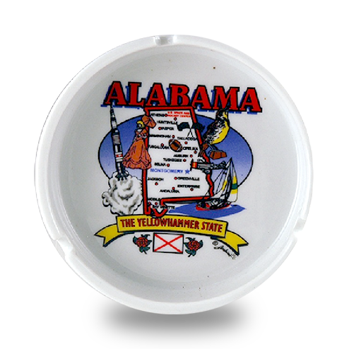 アラバマ州  セラミック アッシュトレイ 灰皿 [州の地図] / Alabama State Map Ceramic Ashtray