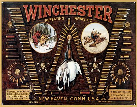 Tin Sign: Winchester with Bullet Board