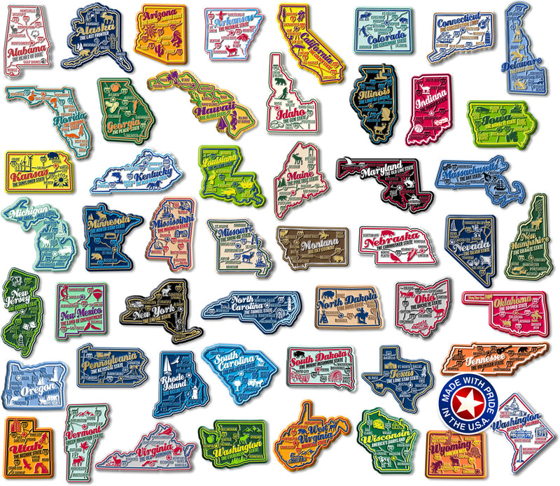 U.S. Premium State Magnet: 51-Piece Set, Made in the USA